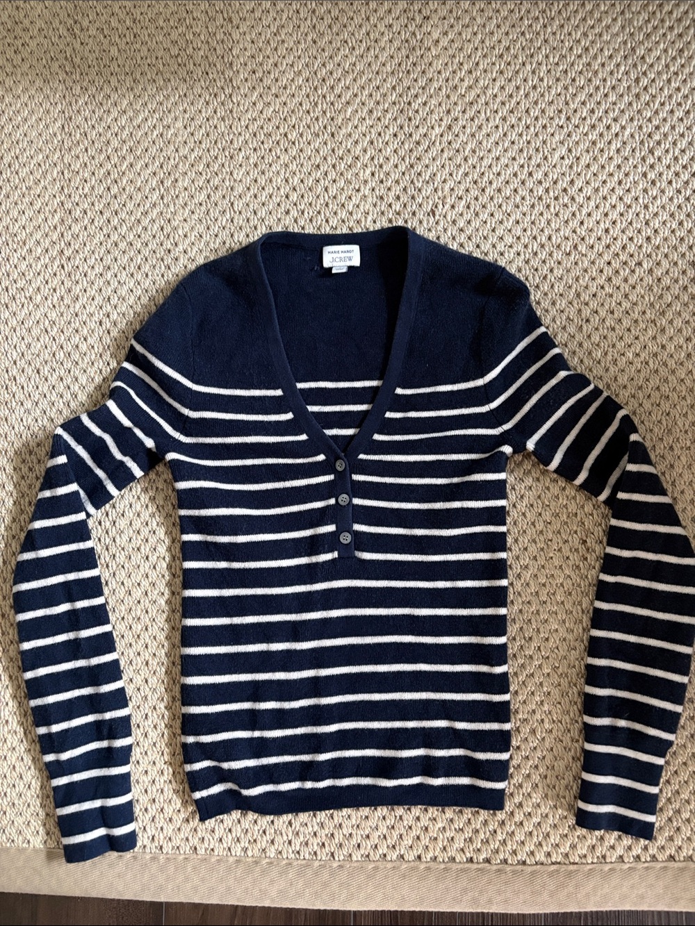 J. Crew Striped Henley Sweater